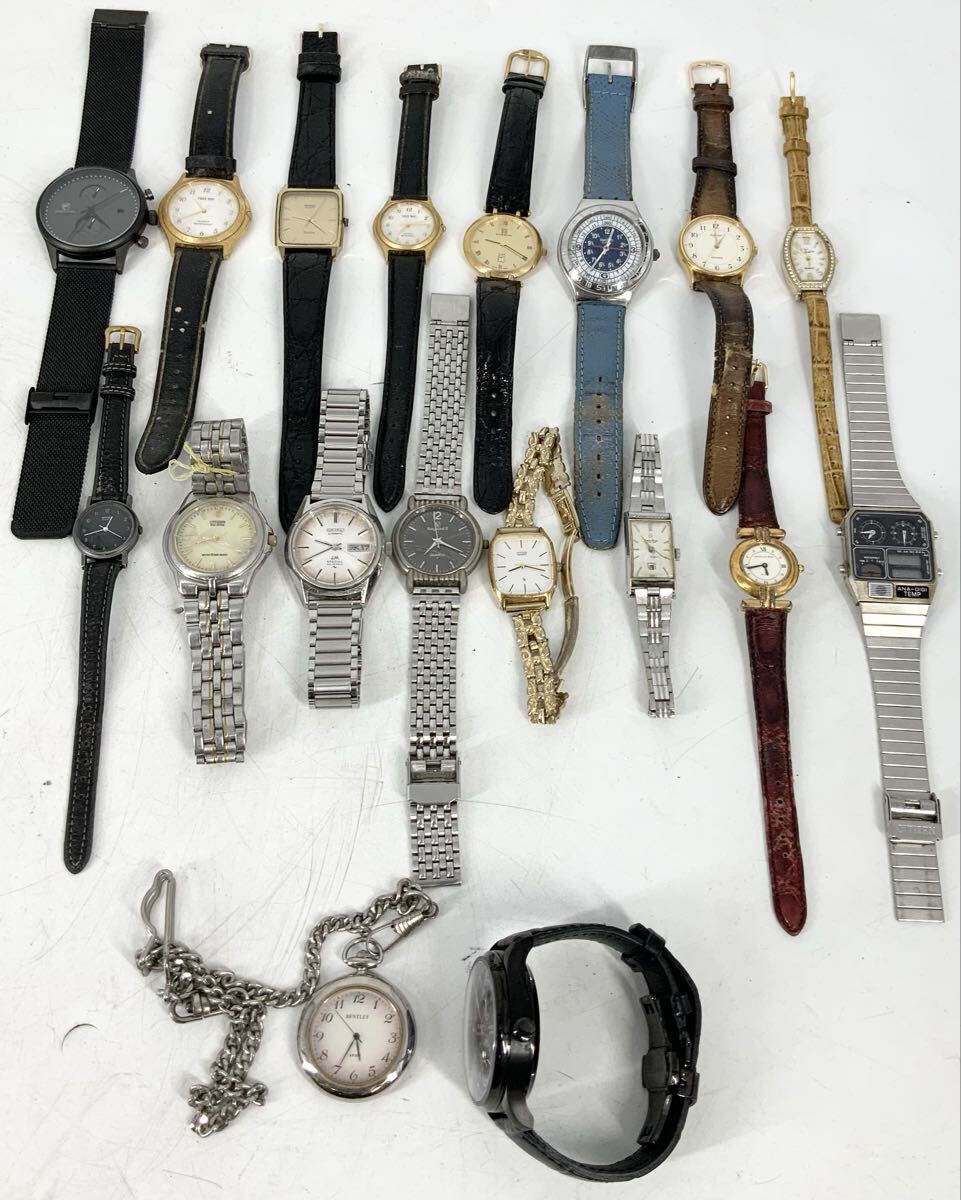 【6】ブランド腕時計17本懐中時計1個まとめ出品　ジャンク品　現状品　SEIKO Dolce CITIZEN GIVENCHY swatch PARNIS等　アナログ　クォーツ