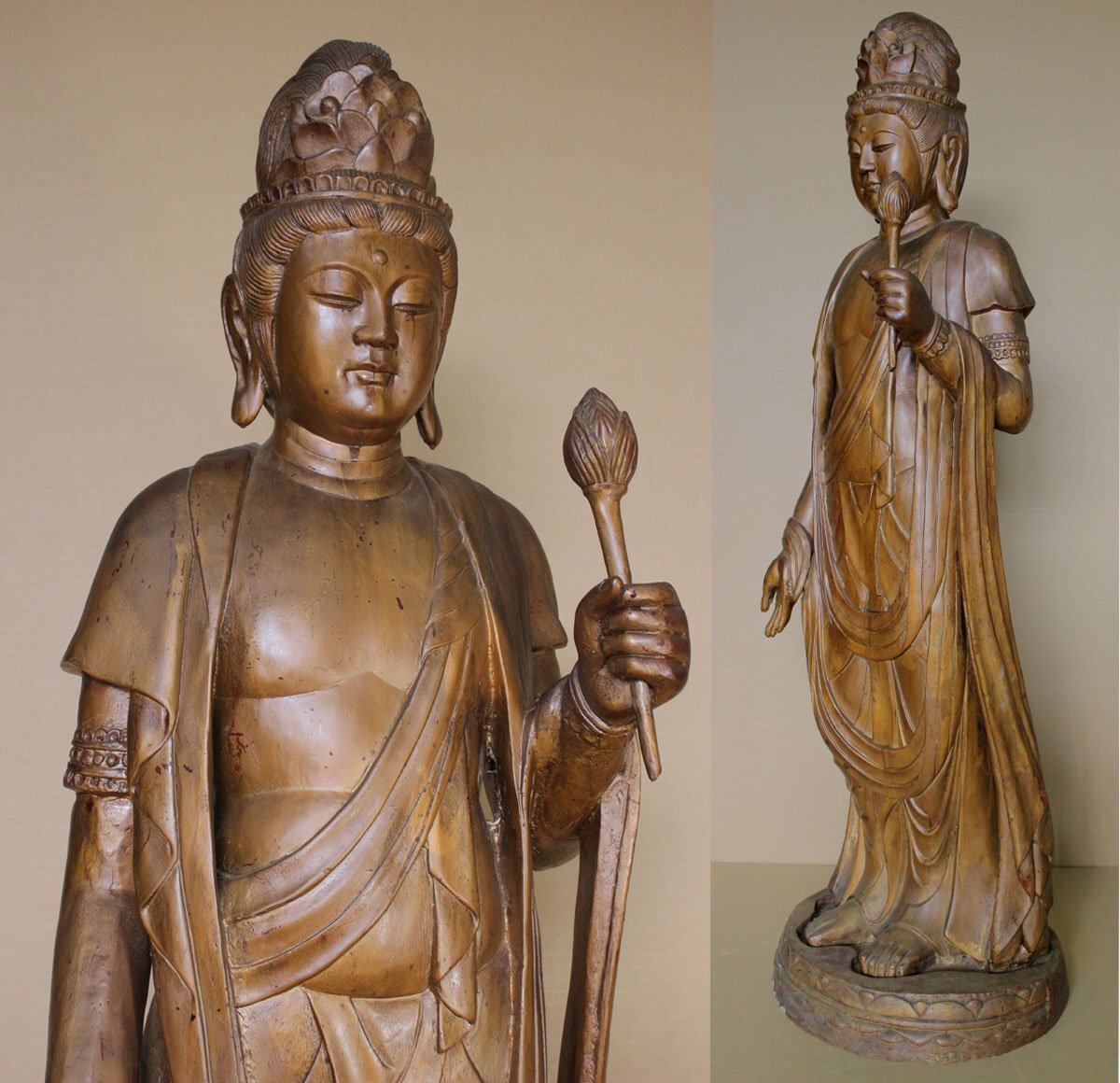 時代市場┃大型品 聖観音立像 全高112㎝┃引取・着払┃仏像・仏教美術