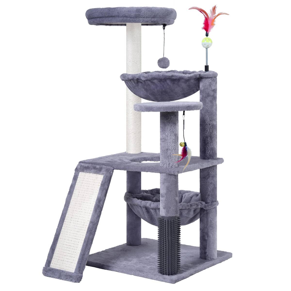 Roypet キャットタワー 猫タワー 据え置き ハンモック省スペース 爪とぎ 麻縄巻き おもちゃつき 安定 92CM高さ (mt