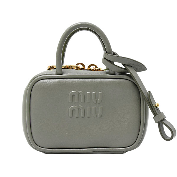ミュウミュウ ブランド小物 マイクロバッグチャーム レザー グレー MIUMIU 5NR036中古