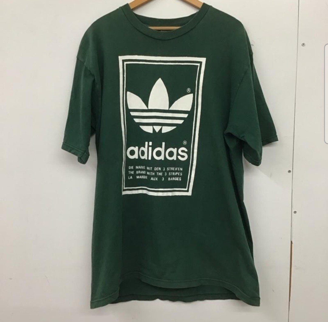 adidas アディダス 半袖 Tシャツ T Shirt 半袖カットソー プリントTシャツ クルーネックカットソー グリーン カナダ製 90's ヴィンテージ