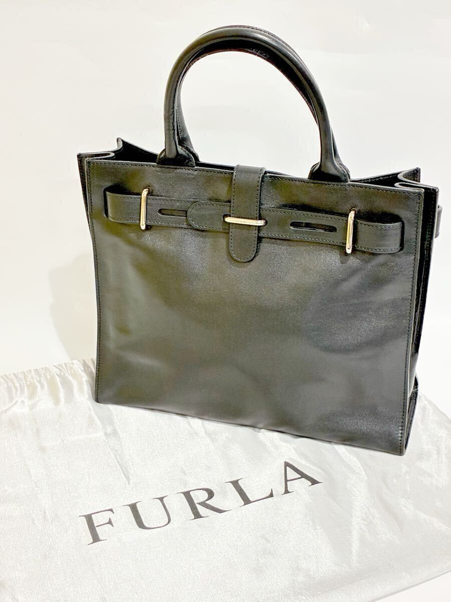 FURLA フルラ ハンドバッグ ビジネスバッグ バッグ 鞄 レザー ブラック 黒 保存袋あり