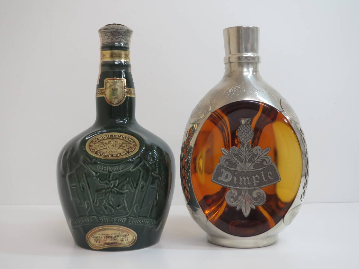 (d-18)　ロイヤルサルート 21年 700ml（約1308g）・40％ / ディンプル ロイヤルデキャンタ　容量・度数表記なし　2本セット　未開栓