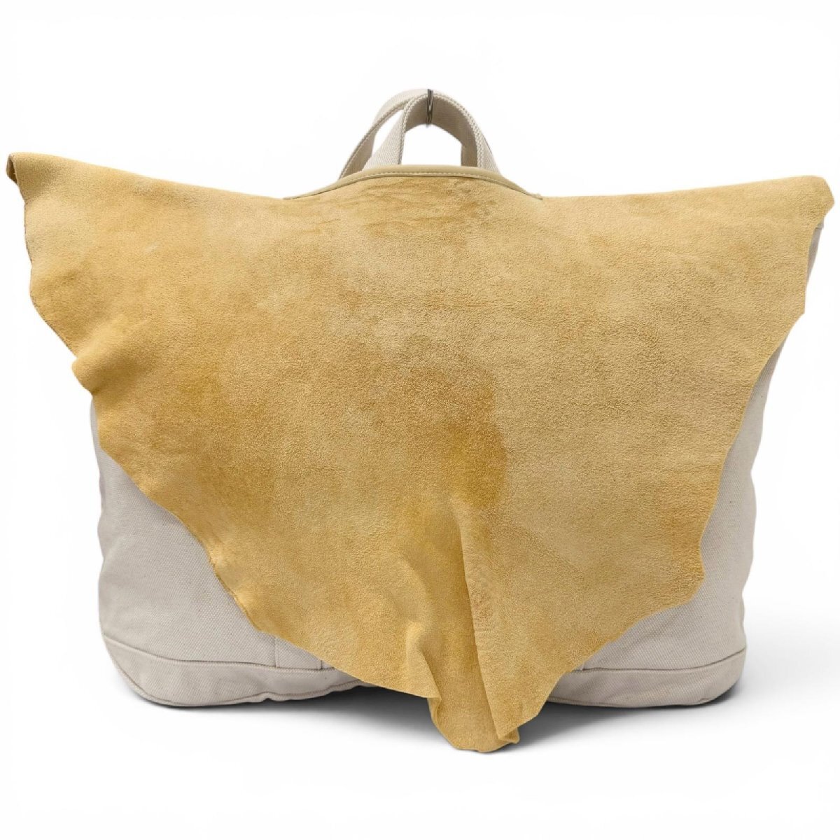 未使用品□VISVIM ビズビム UT.RIME TOTE(L) コットン ディアスキン スエードレザー キャンバス 大型 トートバッグ アイボリー メンズ
