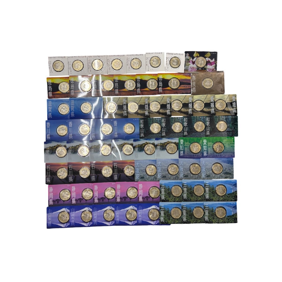 (1-26302) 計63点 地方自治法施行六十周年記念 500円 大阪 徳島 関西 四国 他 バイカラークラッド貨幣 硬貨 日本【緑和堂】