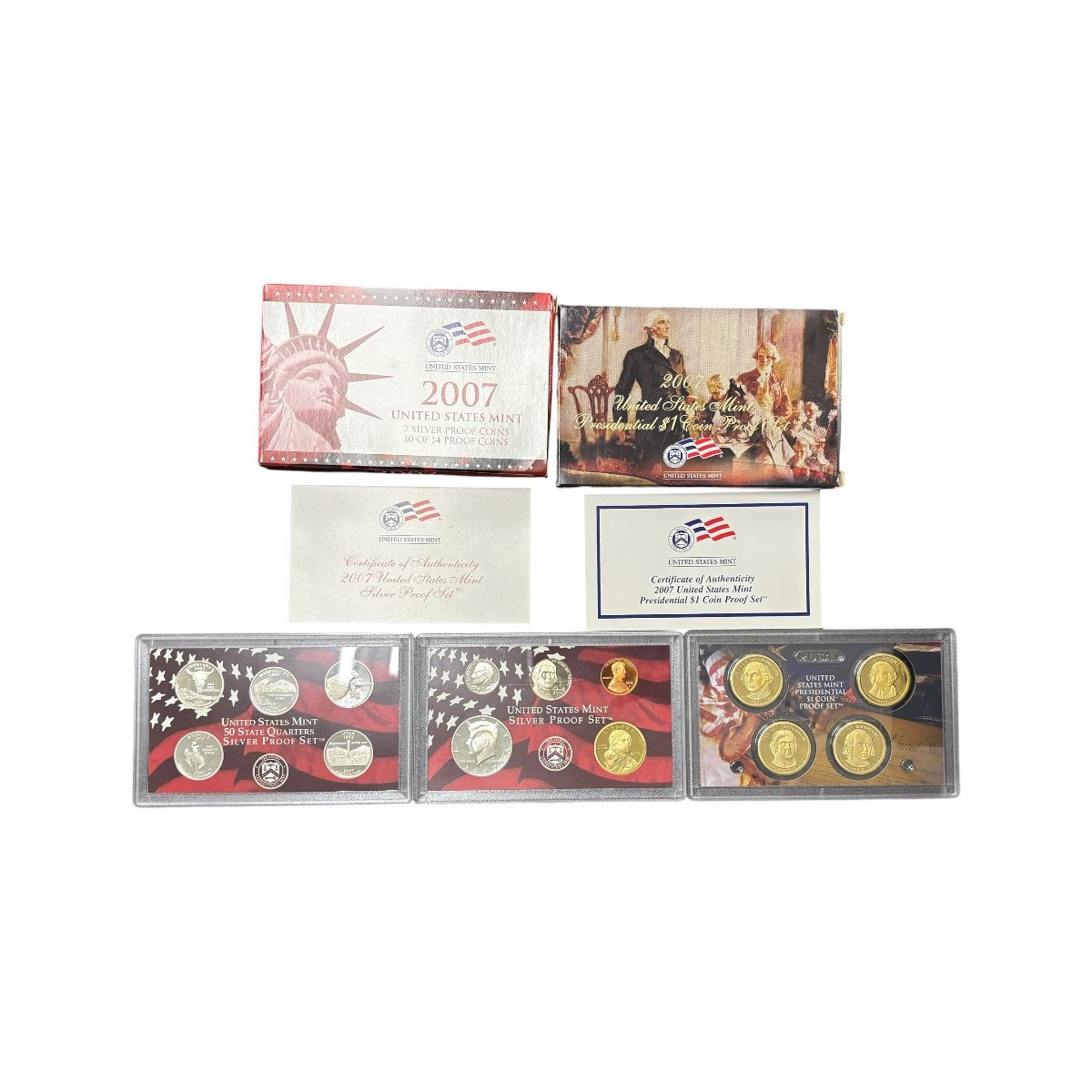 (1-21475) アメリカ プルーフ貨幣セット 2007年 United States Mint 米国造幣局 銀貨 硬貨 海外【緑和堂】