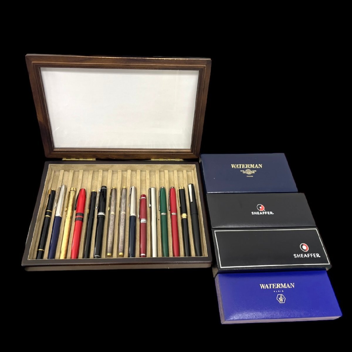 (4-02128)15点セット 万年筆 SHEAFFER シェーファー PARKER パーカー WATERMAN 他 14K 筆記未確認 ケース付き【緑和堂】