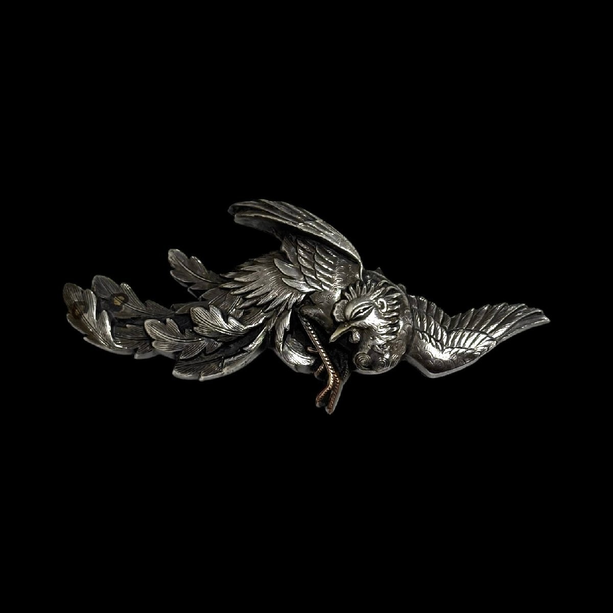 (5-17419)利光 帯留 鳳凰 モチーフ 着物 帯 アクセサリー 小物 工芸品【緑和堂】