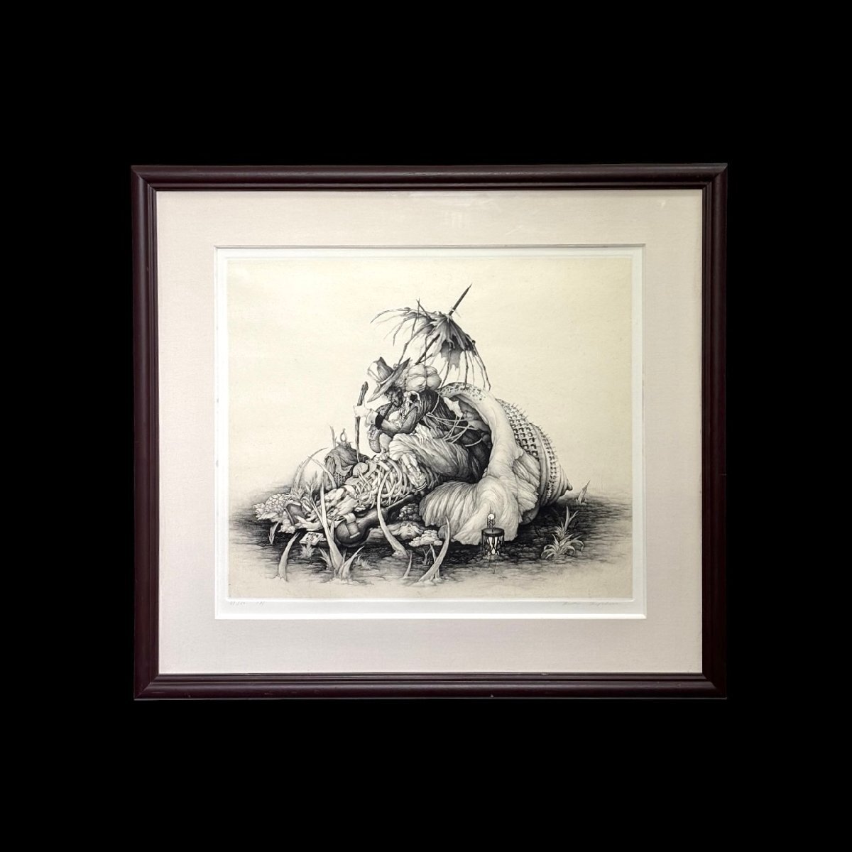 (6-43056) 清原啓子 海の男 39/50 銅版画 刷込み 絵画 額装 【緑和堂】