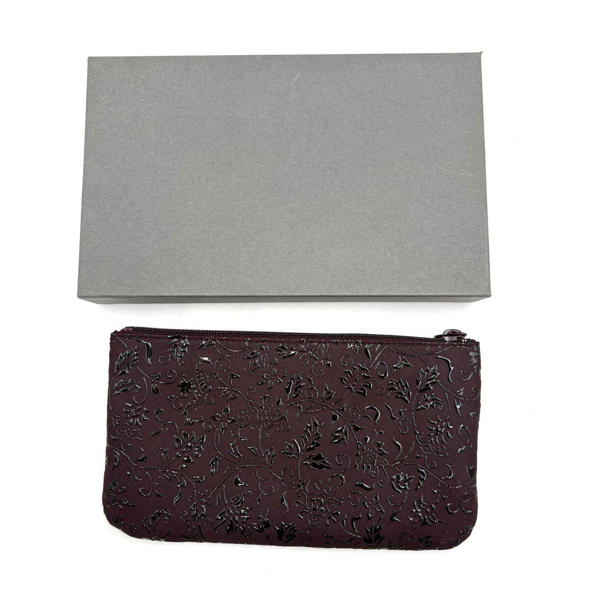 ■ 箱付き 美品 '洗練されたデザイン' INDENYA 印傳屋 インデンヤ 花唐草模様 長財布 小銭入れ 3カード ポーチ 服飾 小物 パープル系 