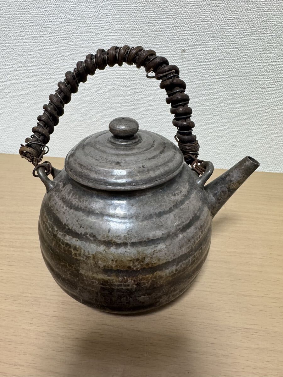 金属工芸 松尾忠久 銀製 急須 茶道具 銀瓶 総重量245g 現状品