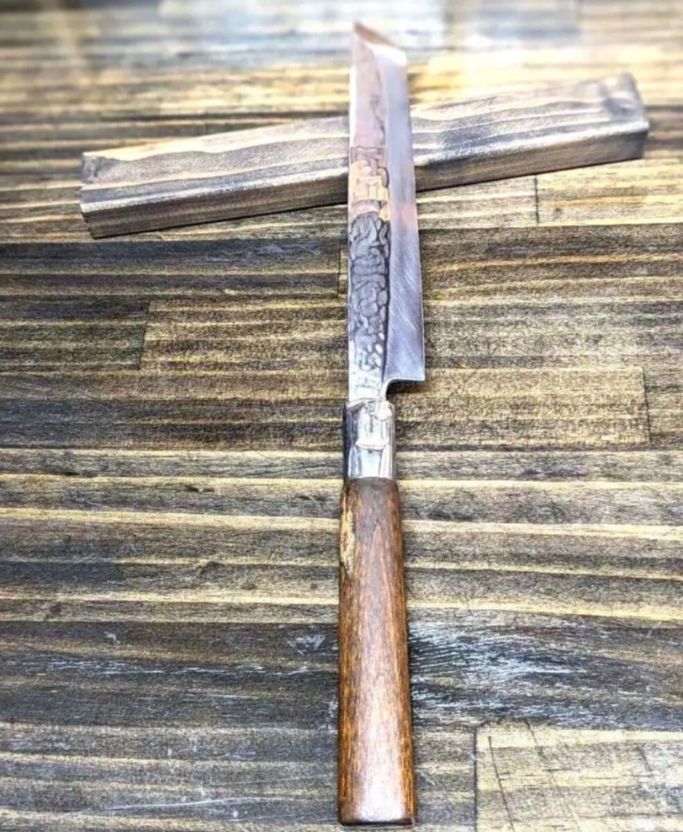 刺身包丁 柳刃包丁 研ぎ済 白紙鋼 リメイク品 NO.077