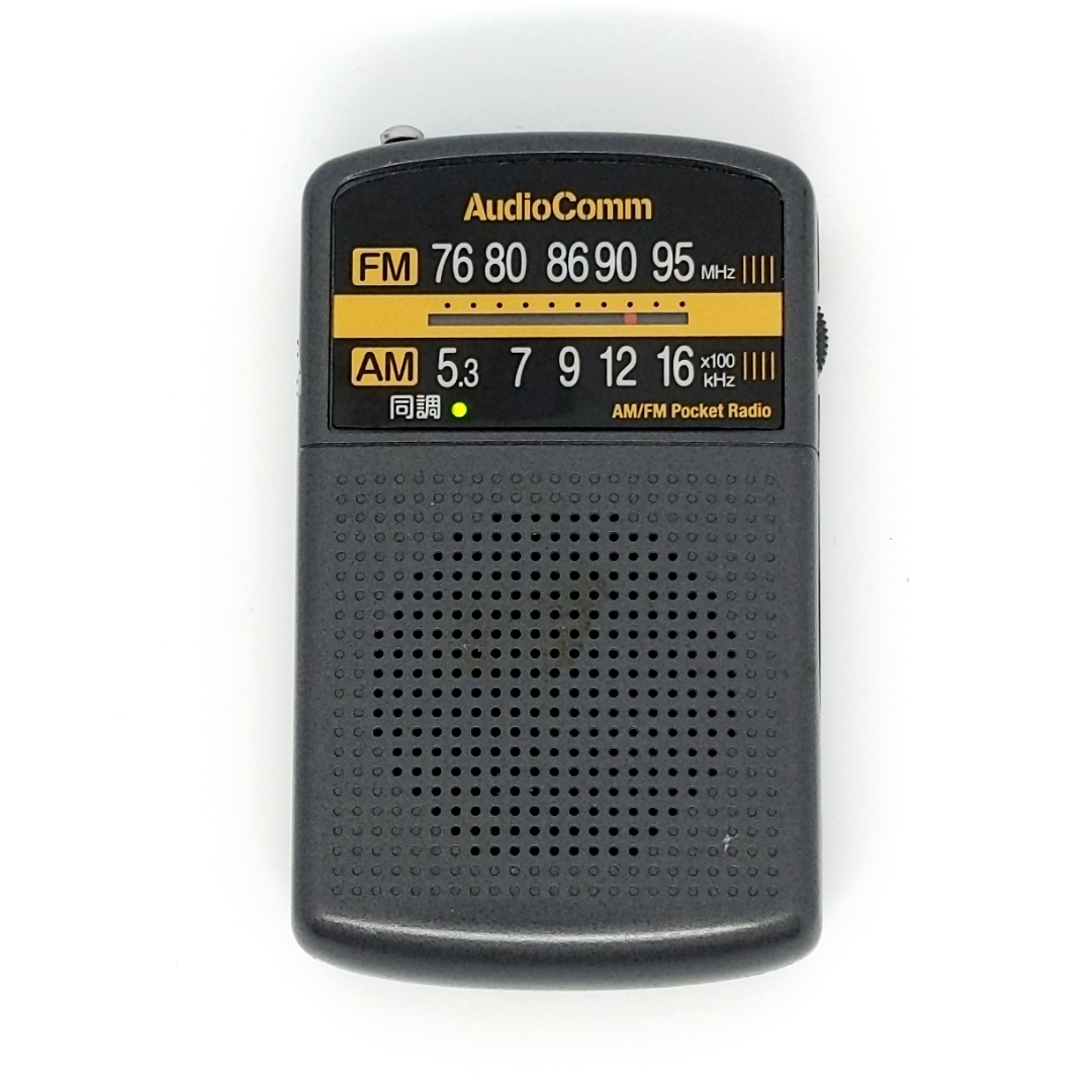 動作品★AudioComm RAD-P135N-H FM/AMポケットラジオ ワイドFM対応 OHM オーム電機 2BAND RADIO RECEIVER 0454