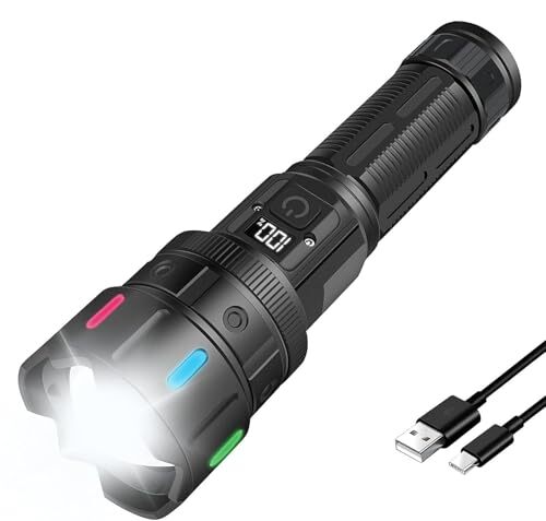 懐中電灯 led 強力 軍用 最強 超高輝度 30000ルーメン 超遠距離照射 フラッシュライト 充電式 ハンディライト 超強力 