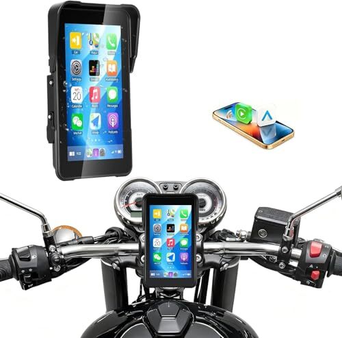 5インチ バイク スマートモニター ワイヤレスCarPlay/Android Auto対応 IP68防水 バ_PassionHAT