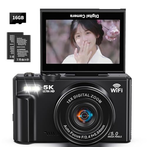 デジタルカメラ 5K動画 7500万画素 デジカメ スマホに送れる WIFI転送機能 18Xデジタルズーム AFオートフォーカス 