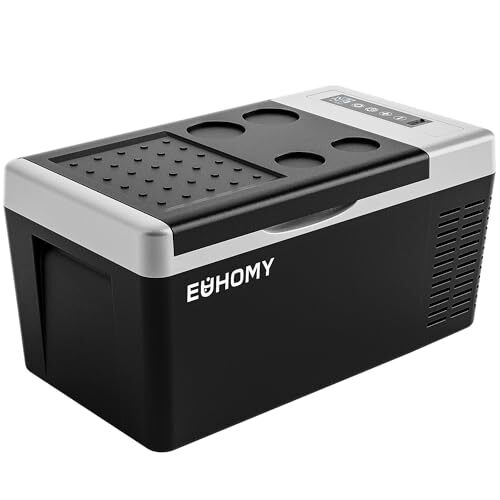 EUHOMY 車載冷蔵庫 ポータブル冷蔵庫 小型 【-20℃～20℃ 急速冷凍】 18L 持ち運び 3WAY_PassionHAT