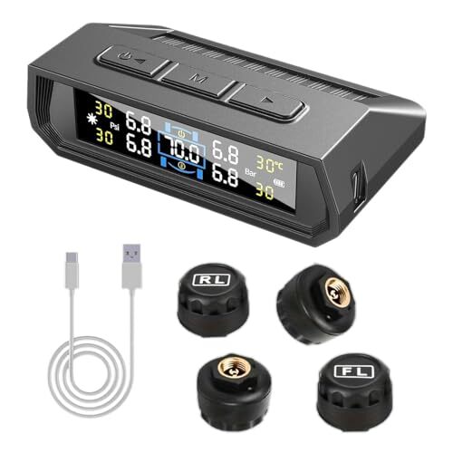 タイヤ空気圧センサー TPMS 空気圧センサー 車両 日本語音声アラーム音 振動感知 圧力温度 リアルタイム_PassionHAT