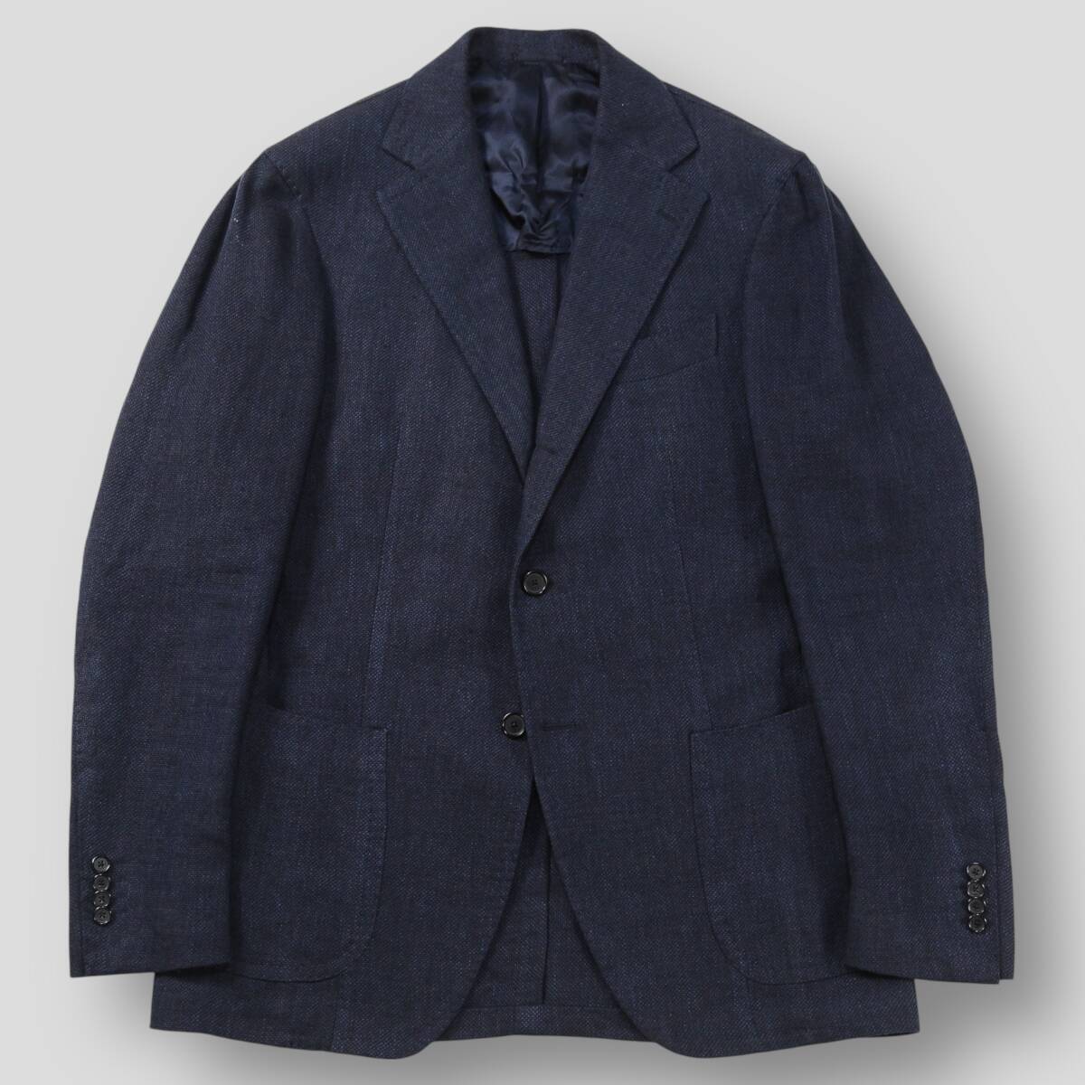 美品 TITO ALLEGRETTO x Brilla per il gusto 24SS 別注 BOTTOLI リネンウール ホップサック ジャケット 48 ネイビー ブレザー BEAMS