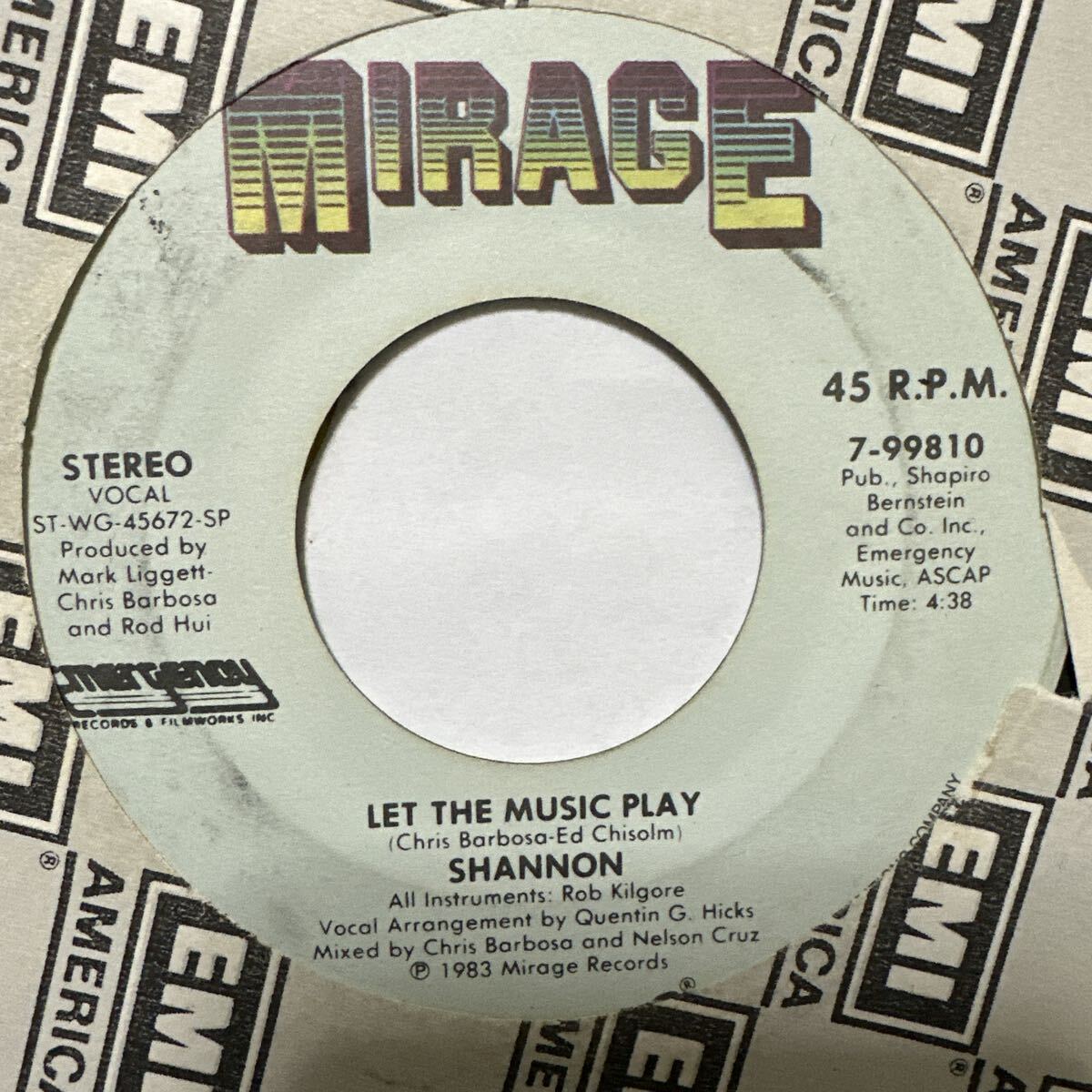 SHANNON LET THE MUSIC PLAY 7インチ レコード ST-WG-45672-SP