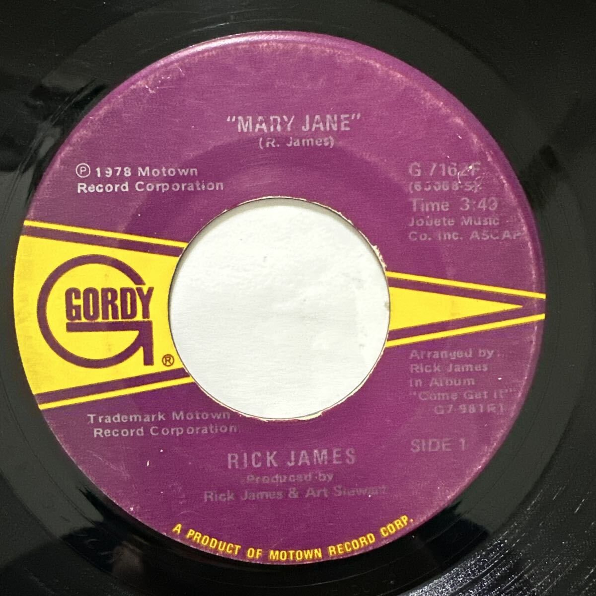 Funk 45s Rick James MARY JANE GORDY 1978 Motown レコード SIDE 1