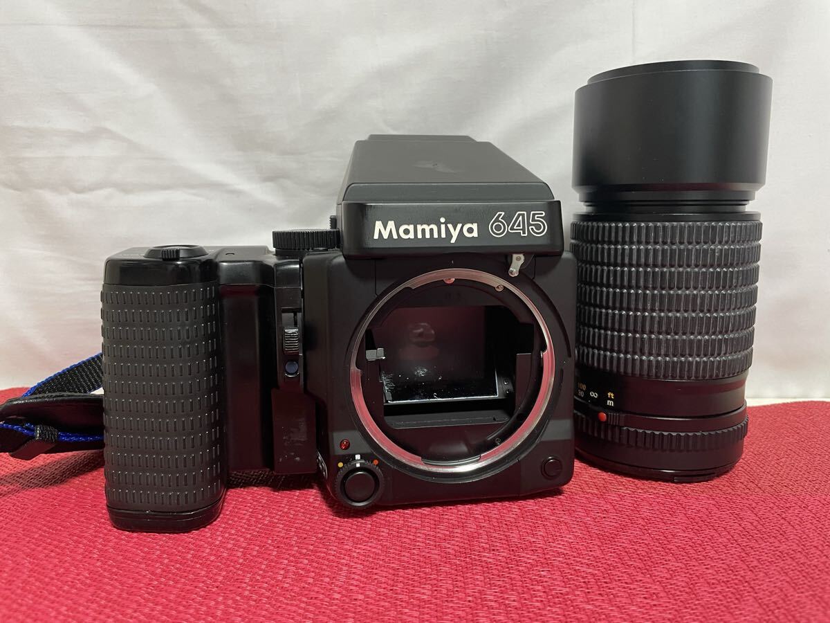Mamiya M645 super body + sekor c 210mm f4 N lens + grip medium format camera マミヤ 中判フィルムカメラ ボディ　レンズ 