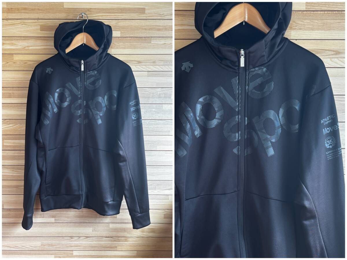 #大きい サイズ XO XXL 3L★DESCENTE MOVE SPORT デサント ムーブスポーツ スウェット パーカー ジップ フード ブラック 黒 春夏 春 秋 冬