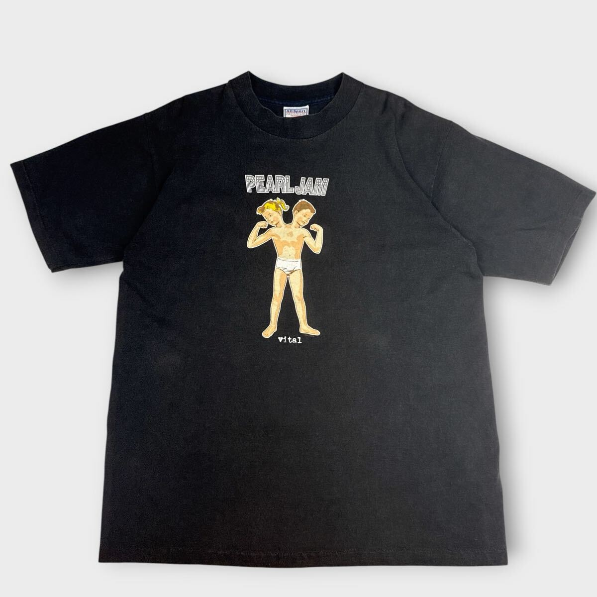 ★94年当時物 パールジャム Tシャツ L vitalogy 結合双生児 ビンテージ バンド ロック 90s All Sport USA製 PEARL JAM ヴィンテージ 黒