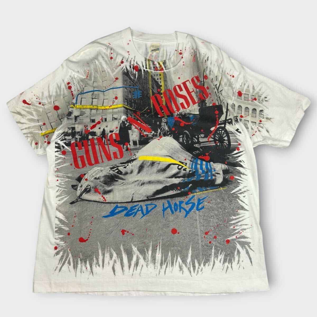 ★90s 超希少XXXL ガンズアンドローゼズ Tシャツ デッドホース 総柄 ヴィンテージ 1992年 GUNS N' ROSES USA製 スクリーンスターズ バンドT