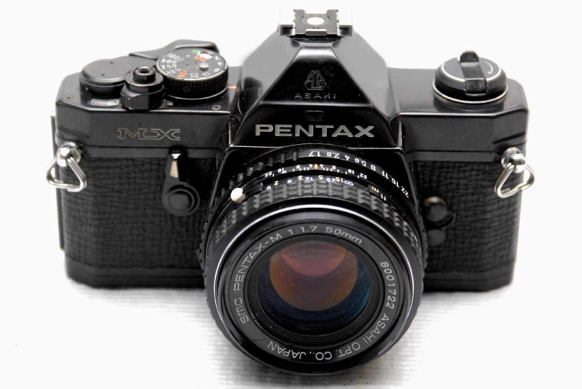PENTAX ペンタックス 人気の高級一眼レフカメラ MX（黒）ボディ +（純正50mm高級レンズ1:1.7付） 希少な作動品（腐食無し）