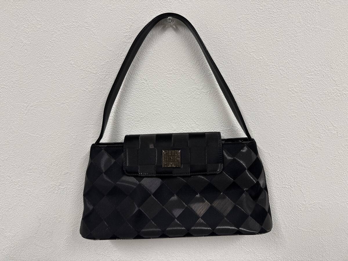 GIVENCHY ジバンシィ ハンドバッグ ショルダーバッグ ダイヤ柄 レザー×ナイロン ブラック系 レディースバッグ 中古