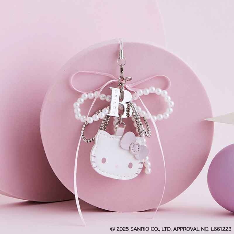 1 45 ハローキティ×ブリルミー PALE PINK ver. ミラー付きビーズストラップ 送料180円 　