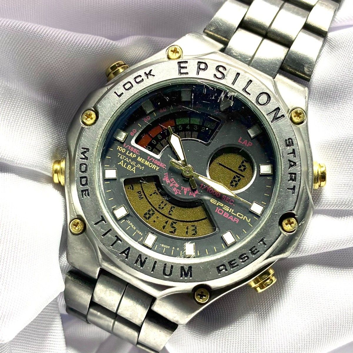 【稼働 電池交換済】 セイコー SEIKO アルバ イプシロン EPSILON V084-8000 デジアナ クォーツ