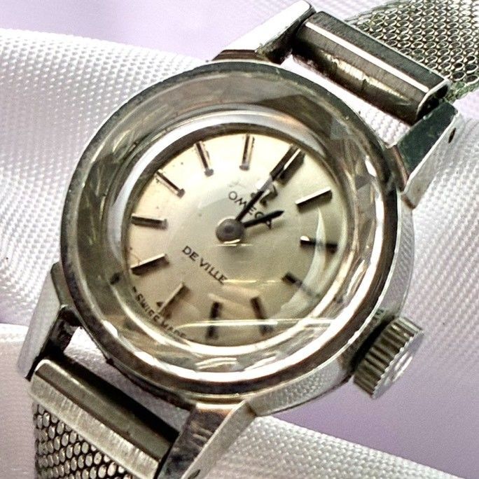 オメガ OMEGA デビル カットガラス 手巻き 不動 ラウンド ヴィンテージ 腕時計 シルバー