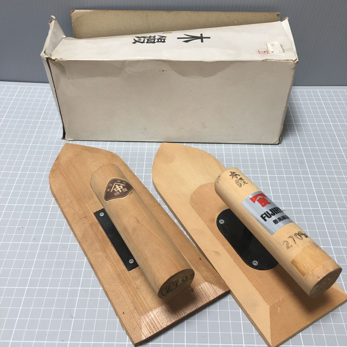 管壱い 【まとめて】木鏝 FUJIRYO 270mm 2本セット 傷汚れあり 箱ダメージあり