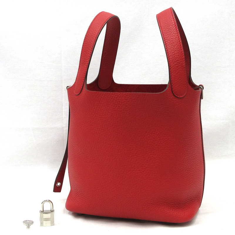 【美品】HERMES／エルメス　ピコタンロックPM　トリヨンクレマンス　ルージュカザック　C刻印　ハンドバッグ　800040018