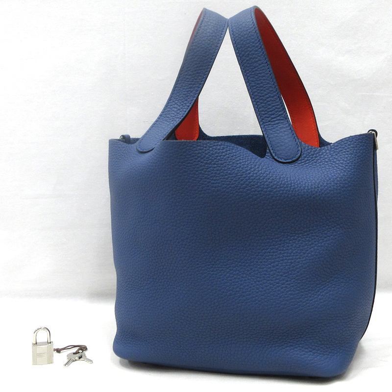 【美品】HERMES／エルメス　ピコタンロックエクラＭＭ　トリヨンクレマンス　ブルーブライトン　C刻印　ハンドバッグ　800010172