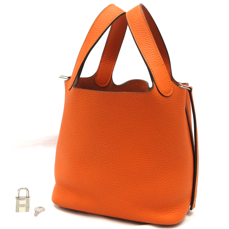 【美品】HERMES／エルメス　ピコタンロックPM　トリヨンクレマンス　オレンジポピー　A刻印　ハンドバッグ　800010088