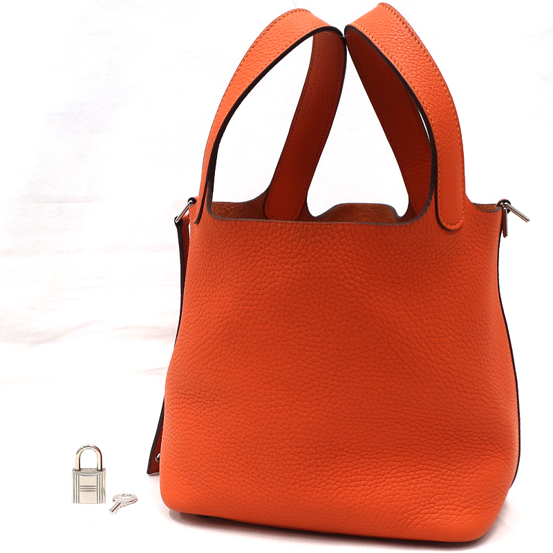 【美品】HERMES／エルメス　ピコタンロックPM　トリヨンクレマンス　オレンジポピー　A刻印　ハンドバッグ　800020131
