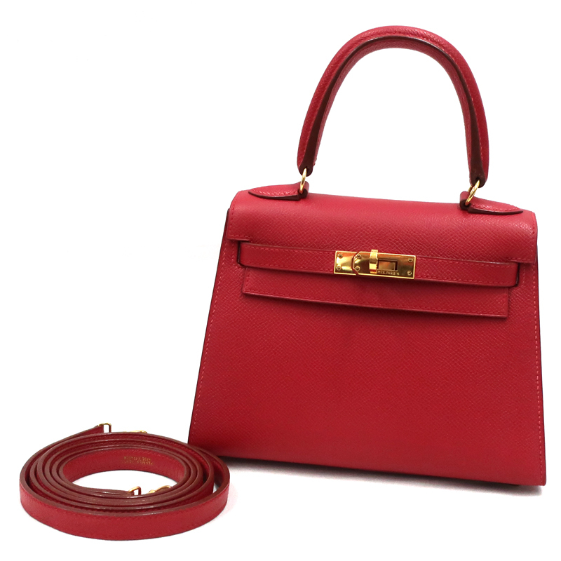 【美品】HERMES／エルメス　ミニケリー20　クシュベル　ルージュヴィフ　□C刻印　ショルダーバッグ　800040066