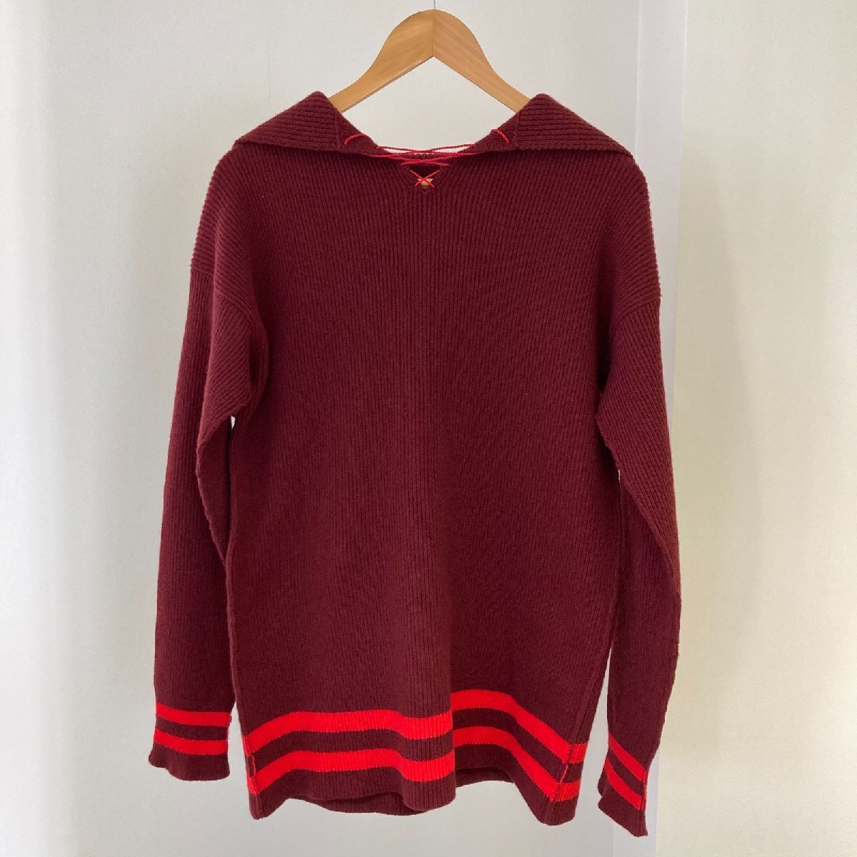 Maison Margiela(メゾン・マルジェラ)　セーラーカラー　ボーダーニット　サイズＭ　レッド