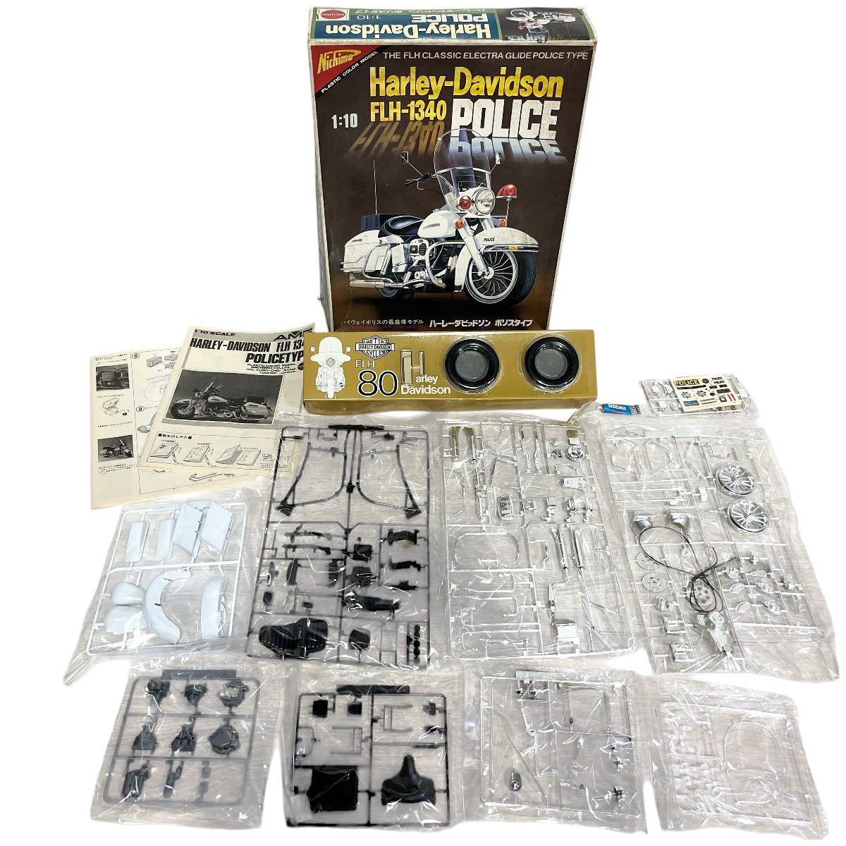 Nichimo ニチモ ホビー プラモデル 1/10スケール ハーレーダビッドソン FLH-1340 ポリスタイプ 箱付き 中古品 80サイズ 蘇さ(BBY3544)