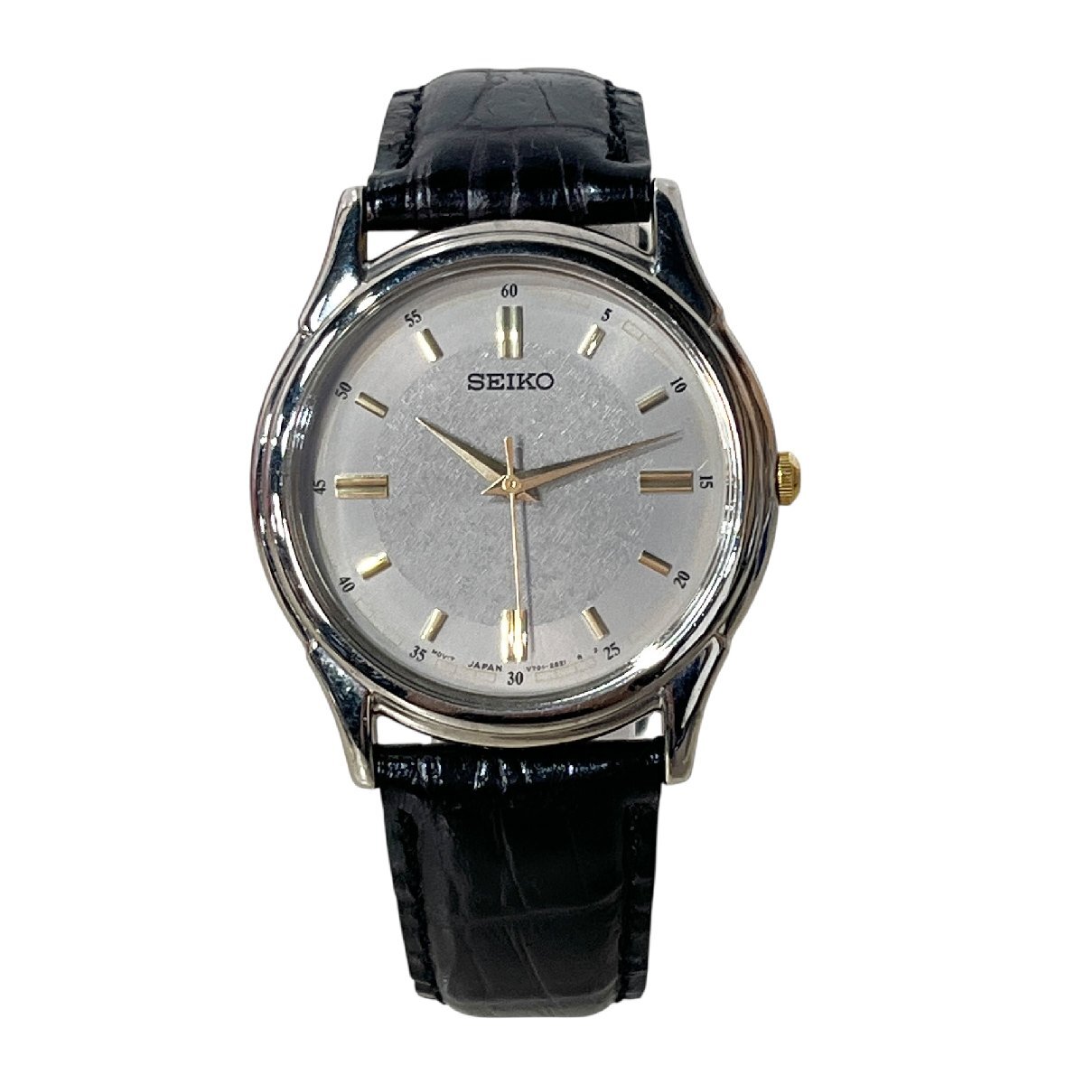 稼働　SEIKO　セイコー　時計　腕時計　V701-1920　636870　グレー文字盤　黒ベルト　クオーツ　中古品　コンパクトサイズ　蘇や(TPS132)