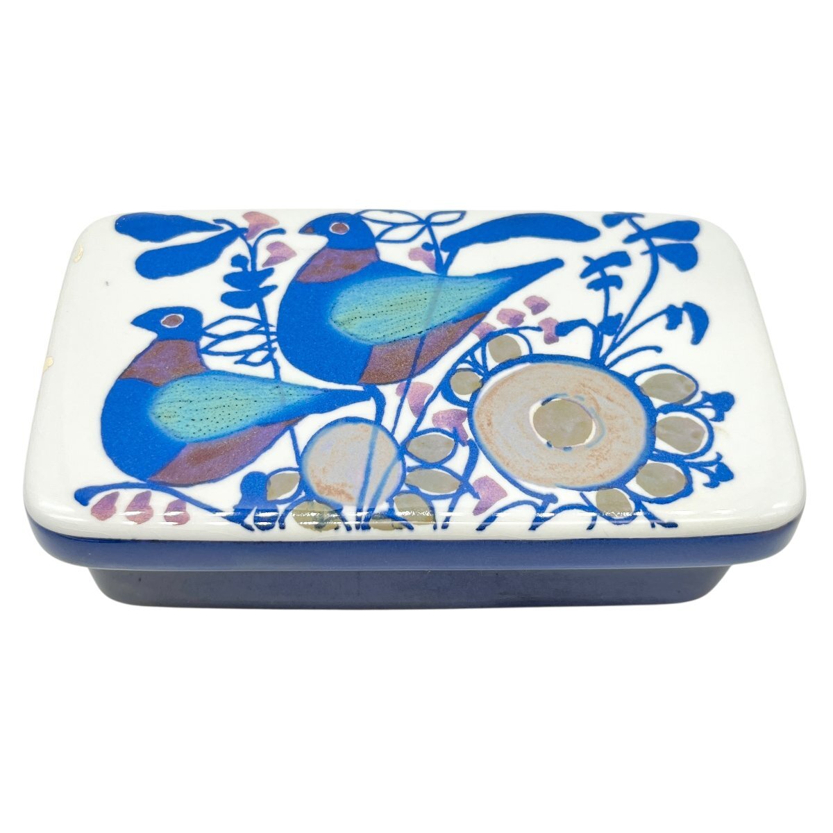 ROYAL COPENHAGEN ロイヤルコペンハーゲン　食器　洋食器　テネラ　バターケース　鳥　花柄　中古品　60サイズ　蘇さ(MtY2764)　