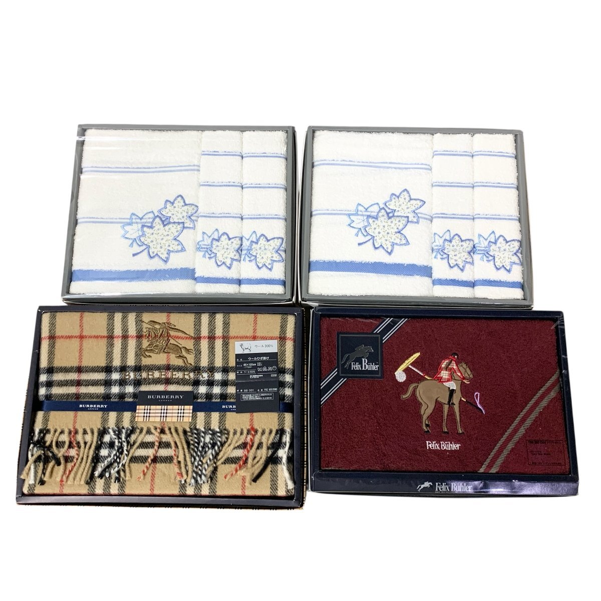 Burberry　バーバリー　ひざ掛け　タオル　Felix Buhler/Milanese Malline　4点　おまとめ　箱付き　中古品　100サイズ　蘇さ(BBY3559)