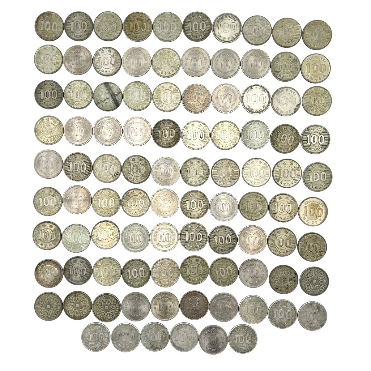 100円硬貨　おまとめ　大量　鳳凰　東京オリンピック　稲穂　他　昭和　旧硬貨　額面9600円　中古品　こねこ便420　蘇や(MtY2767)