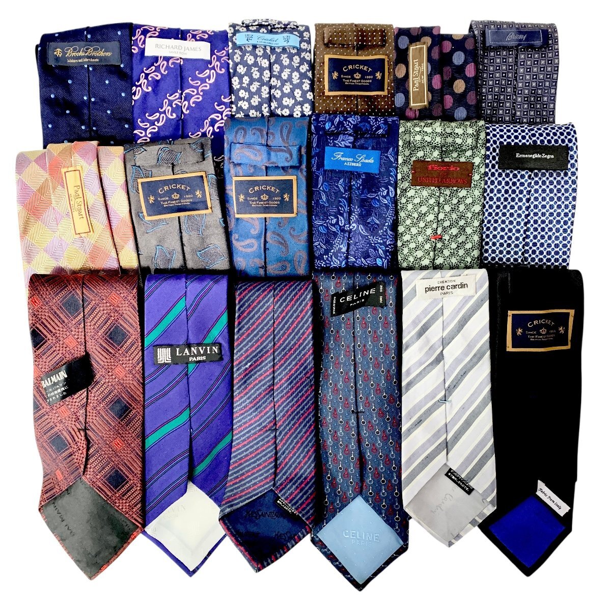 Yves Saint Laurent イヴサンローラン ネクタイ CELINE/LANVIN/Pierre Cardin 他 大量 18点 おまとめ 中古品 60サイズ 蘇さ(HY1408)