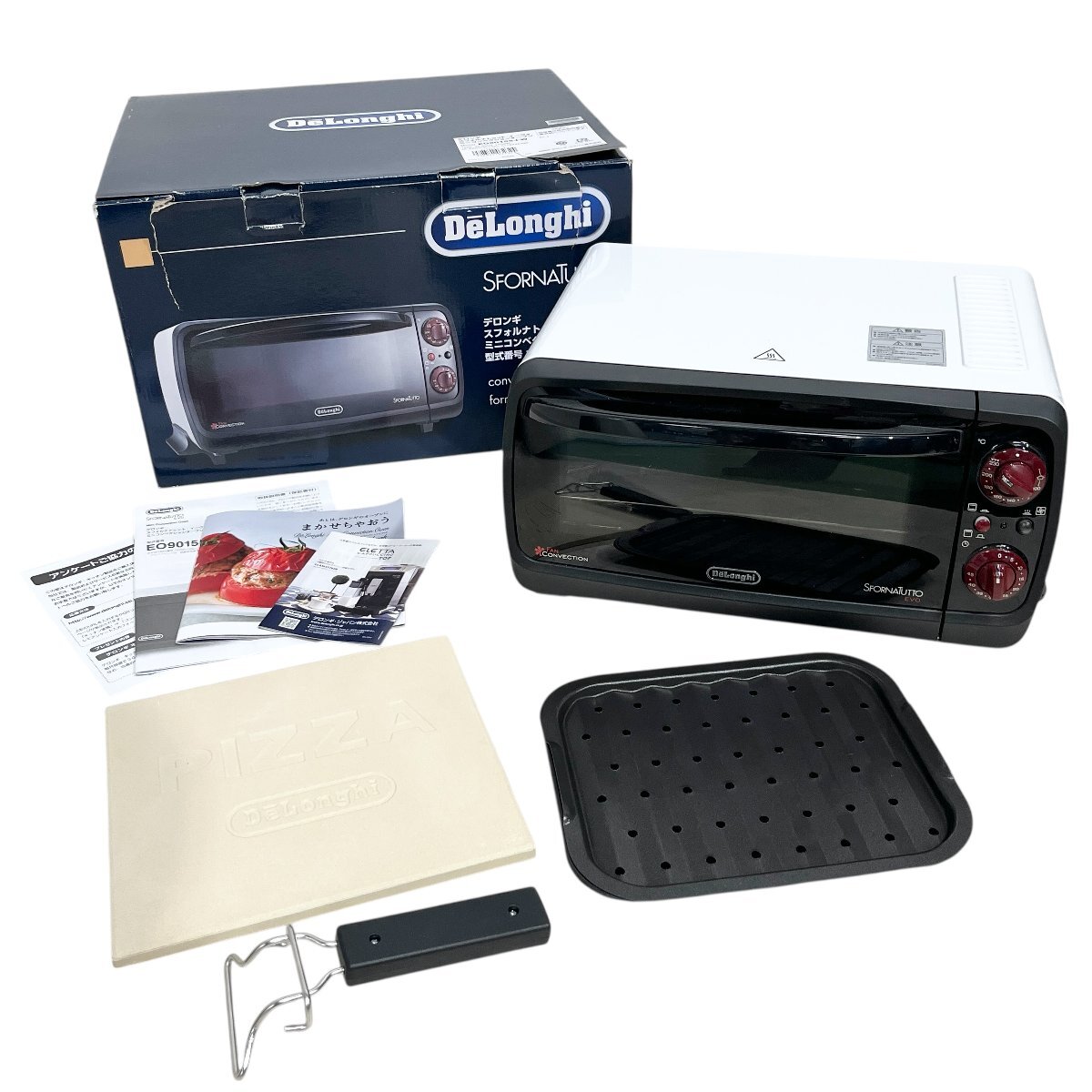 DeLonghi　デロンギ　オーブントースター　E090155J-W　コンベクションオーブン　箱付き　通電確認済み　中古品　140サイズ　蘇さ(MMY421)