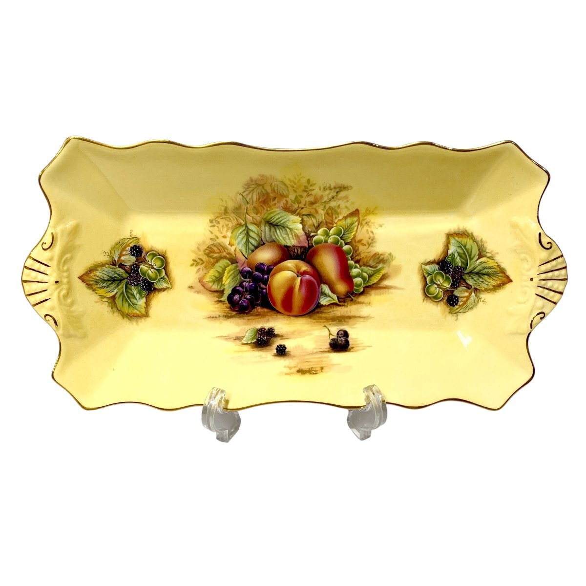 AYNSLEY エインズレイ 洋食器 ORCHARD GOLD オーチャードゴールド サンドイッチトレイ プレート イエロー 中古品 80サイズ 蘇さ(MtY2728)