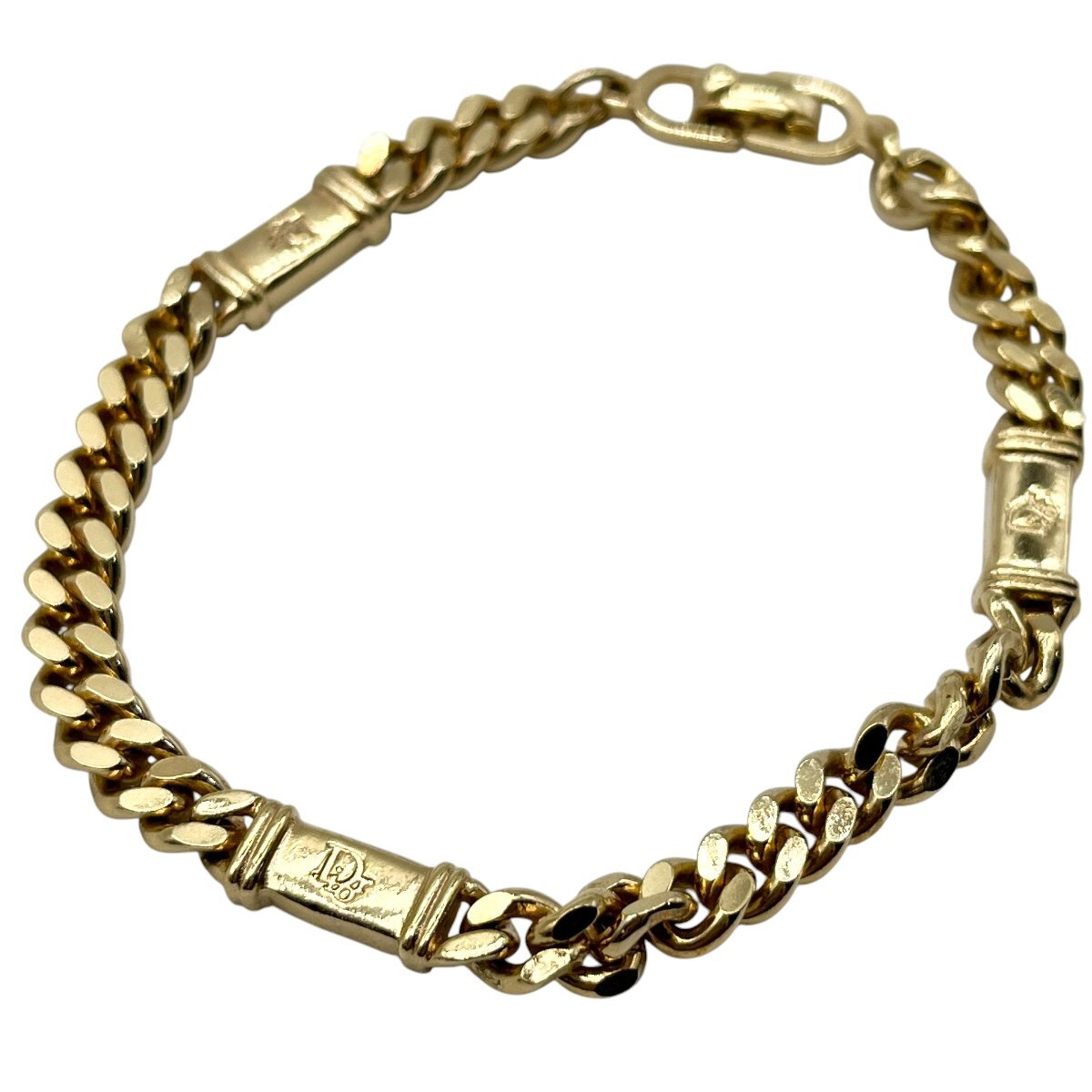 Christian Dior　ディオール　アクセサリー　ブレスレット　ロゴプレート　ゴールドカラー　中古品　こねこ便420　蘇や(BBY3575)